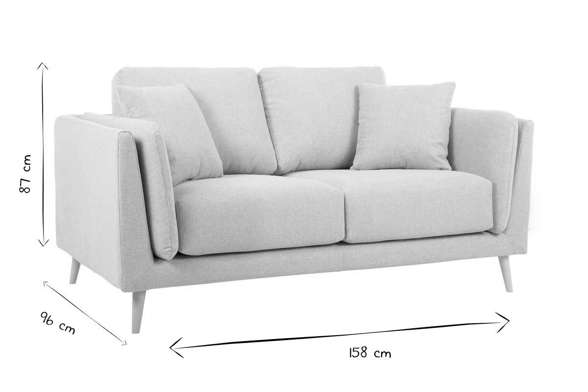 Dimensions canape VOGUE en noir et blanc : L158 x P96 x H87 cm