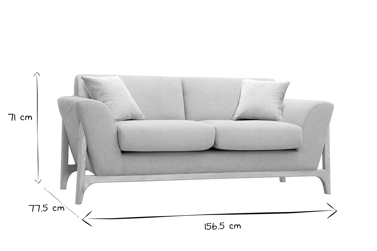 Canap� scandinave 2 places en noir et blanc avec dimensions L156,5 x P77,5 x H71 cm.
