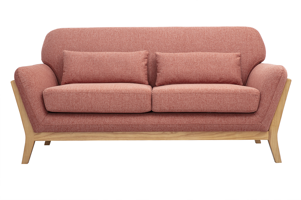 Canap� scandinave deux places terracotta en vue frontale.