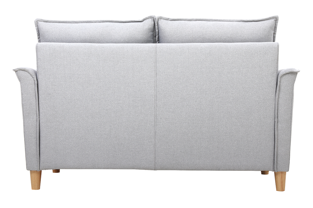 Canap� scandinave 2 places en tissu gris clair et bois clair CLIFF