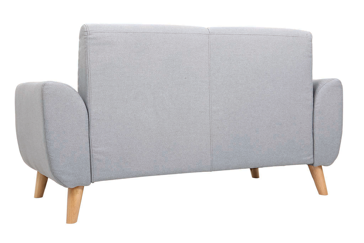Canap� scandinave 2 places en tissu gris clair et bois clair EKTOR