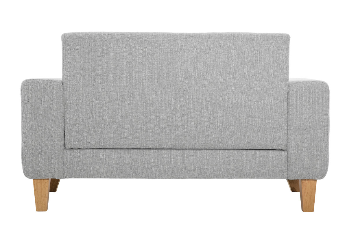 Canap� scandinave 2 places en tissu gris et bois clair FJORD