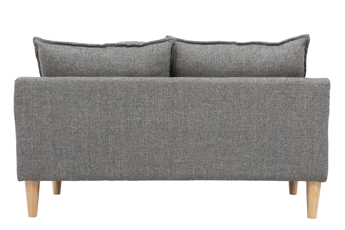 Canap� scandinave 2 places en tissu gris et bois clair KATE