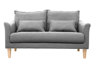 Canap&eacute; scandinave 2 places en tissu gris et bois clair KATE