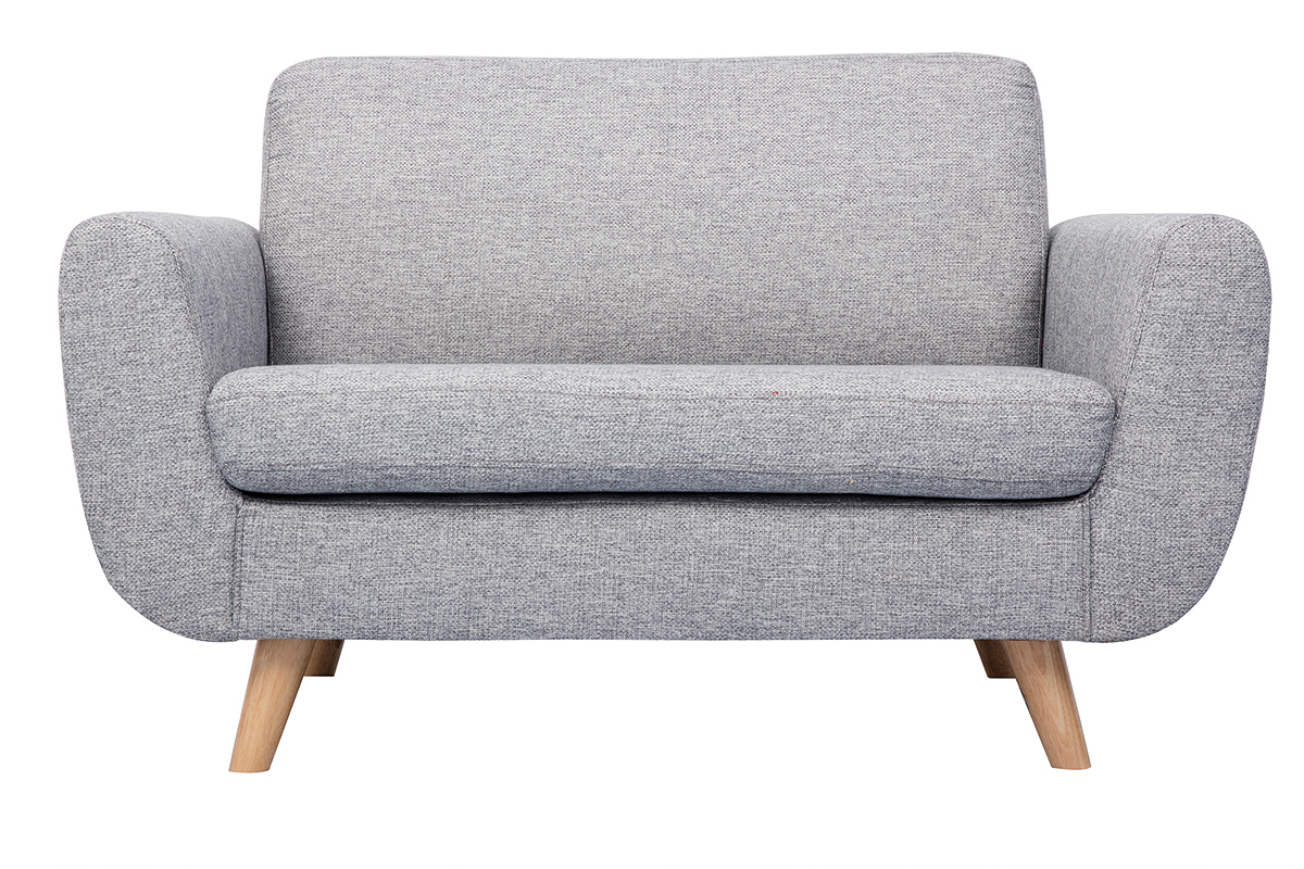 Canap� scandinave 2 places en tissu gris et bois clair PURE