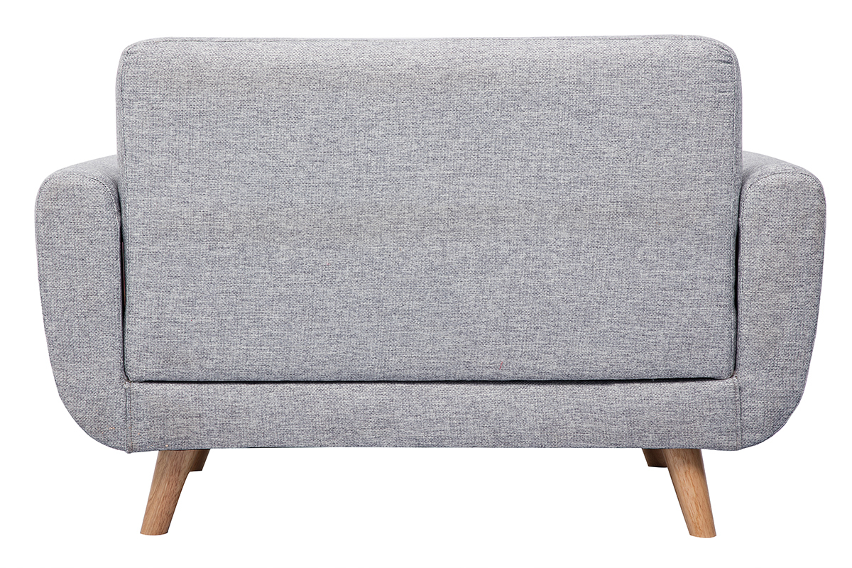 Canap� scandinave 2 places en tissu gris et bois clair PURE