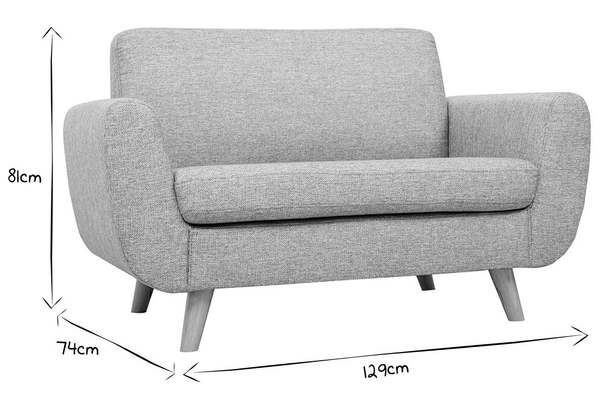 Canap� scandinave 2 places en tissu gris et bois clair PURE