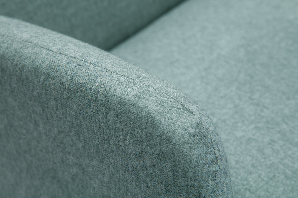 Canap� scandinave 2 places en tissu vert de gris et bois clair ISKO