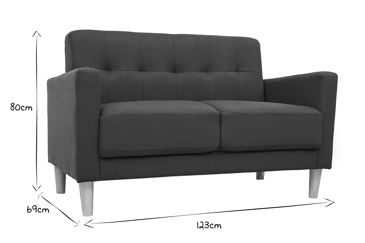 Canap� scandinave 2 places en noir et blanc avec dimensions 80x123x69 cm.