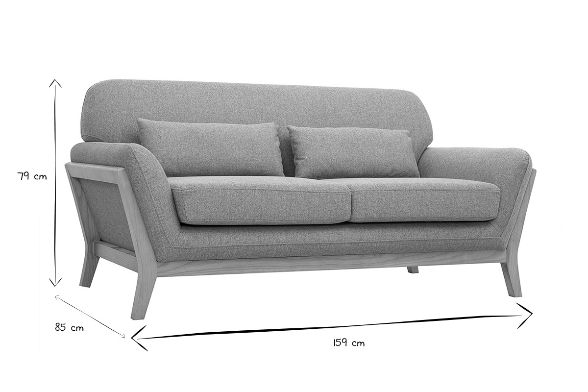 Canap� scandinave 2 places en tissu vert lagon et bois clair YOKO
