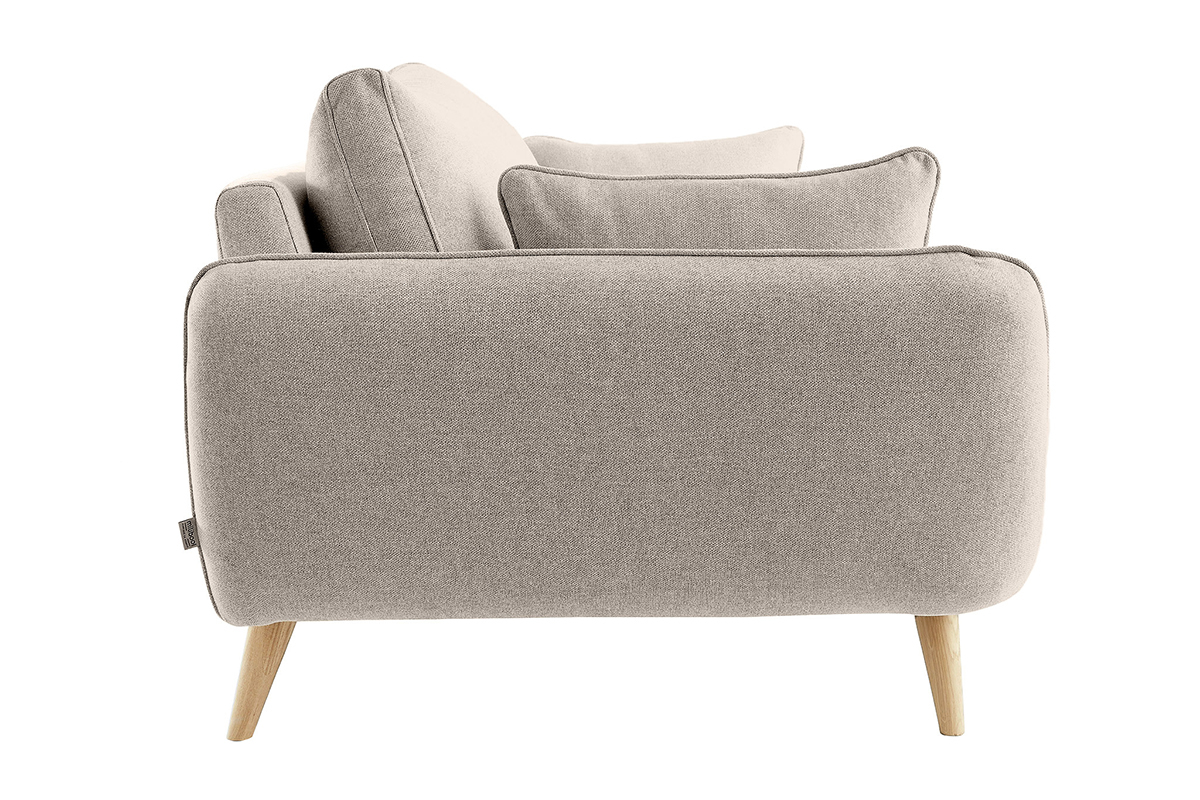 Canap� scandinave 3 places en tissu beige et bois clair CREEP