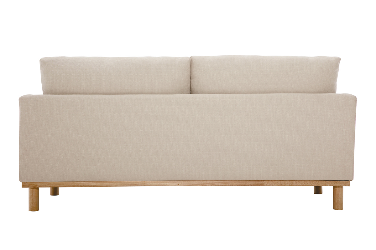Canap� scandinave 3 places en tissu beige et bois clair HOBART
