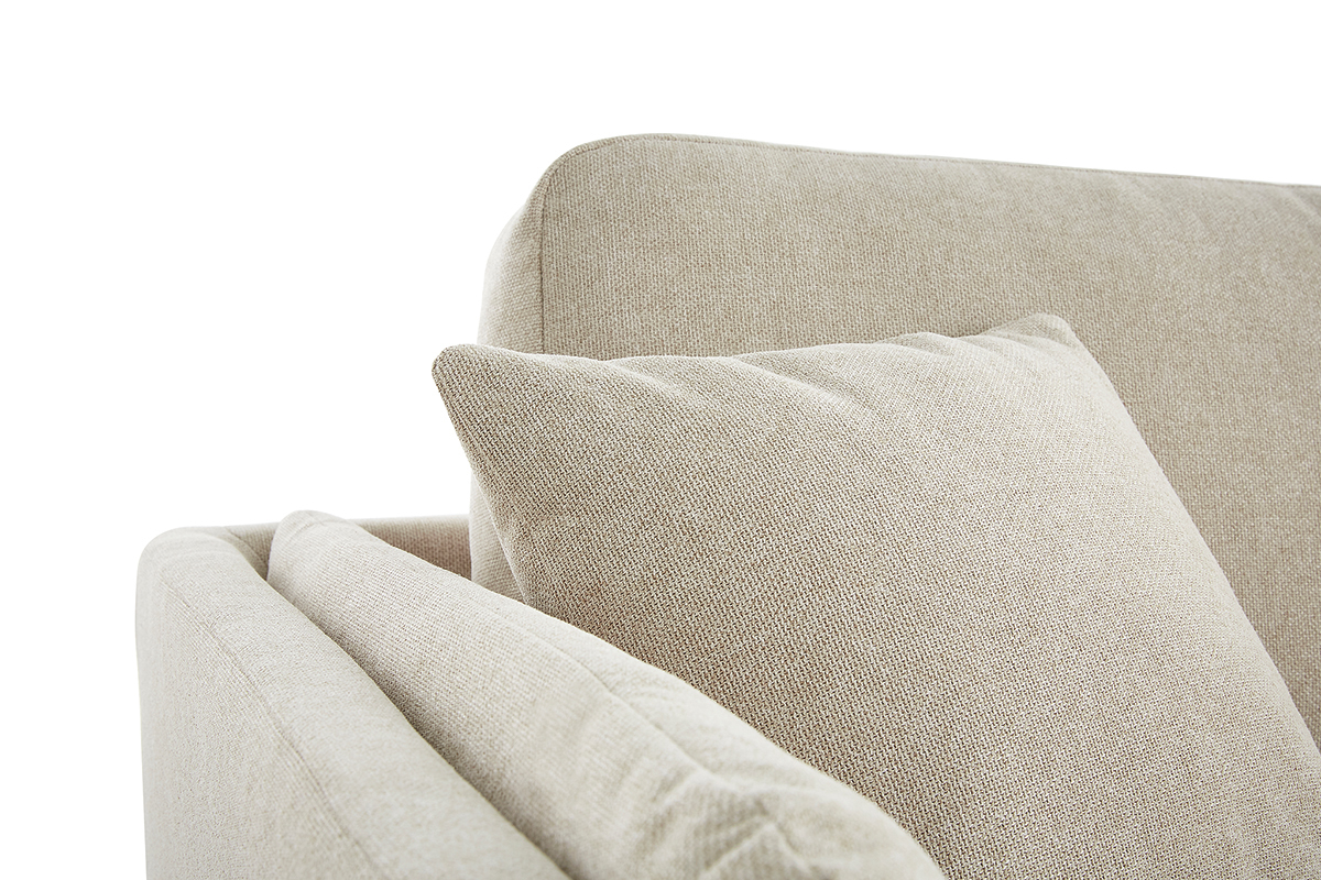Canap� scandinave 3 places en tissu beige naturel et bois clair VOGUE