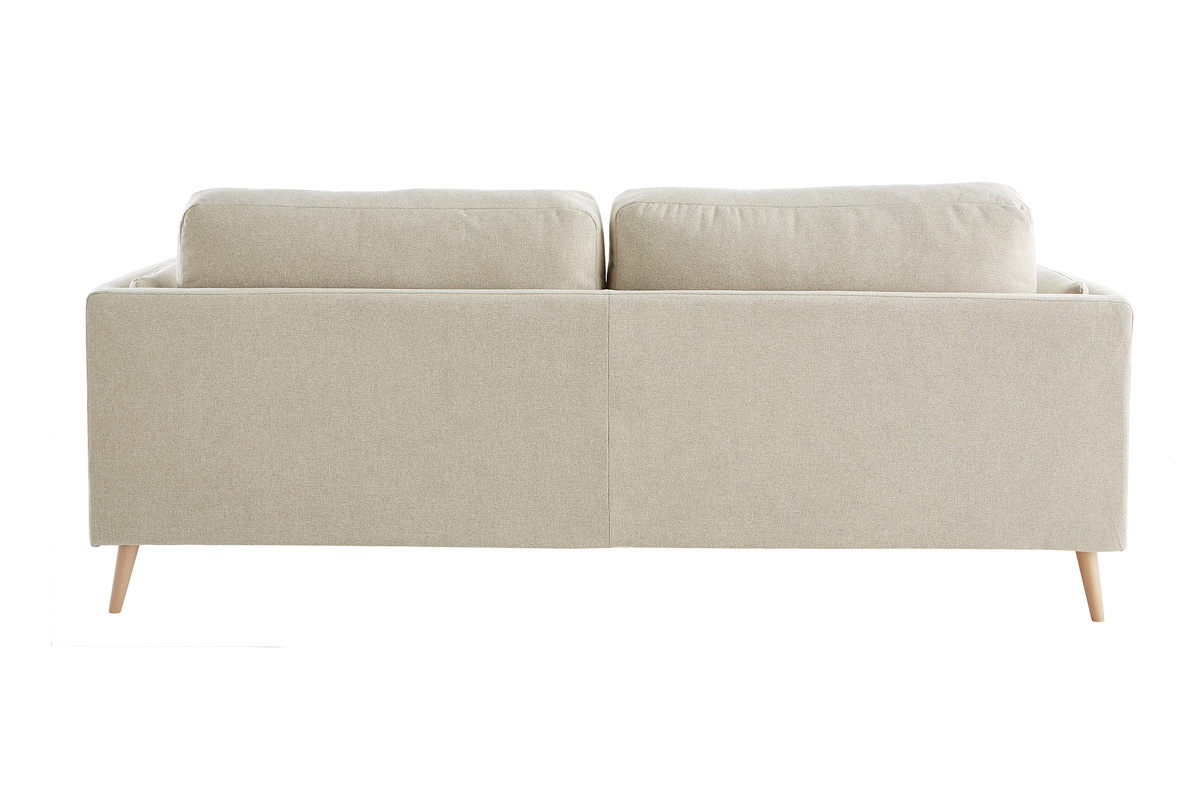 Canap� scandinave 3 places en tissu beige naturel et bois clair VOGUE