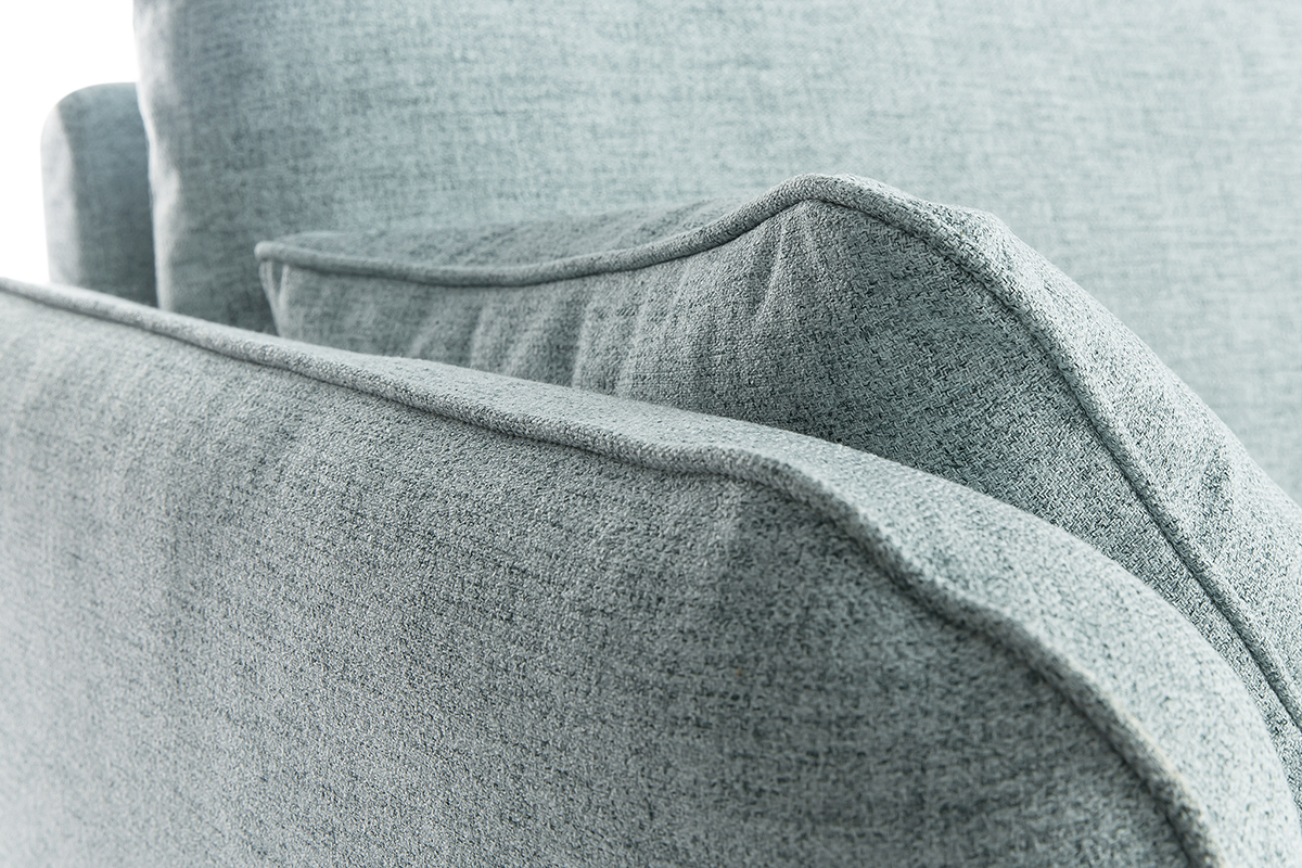 Canap� scandinave 3 places en tissu bleu glacier et bois clair CREEP