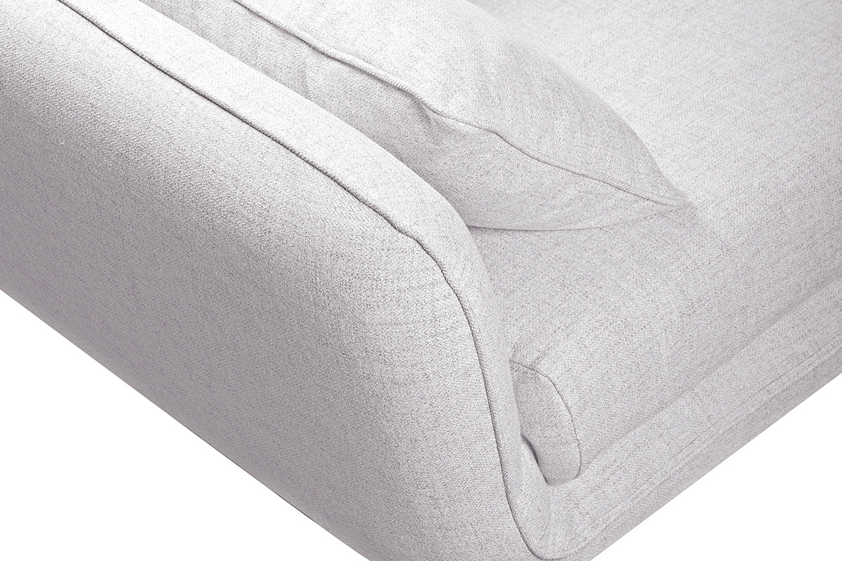 Canap� scandinave 3 places en tissu gris clair chin� et bois clair CREEP