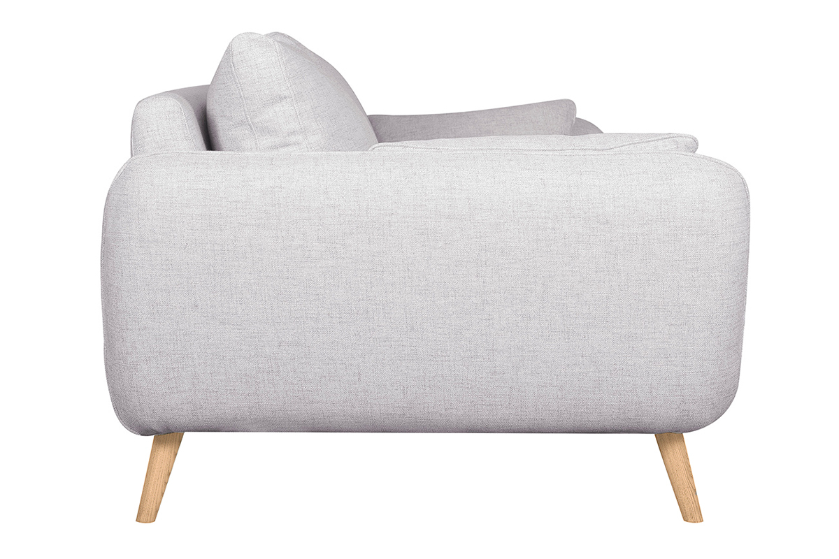 Canap� scandinave 3 places en tissu gris clair chin� et bois clair CREEP