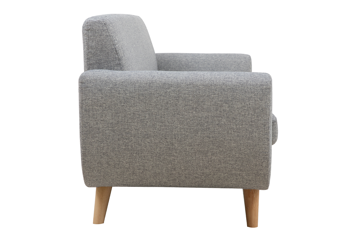 Canap� scandinave 3 places en tissu gris clair et bois clair PURE