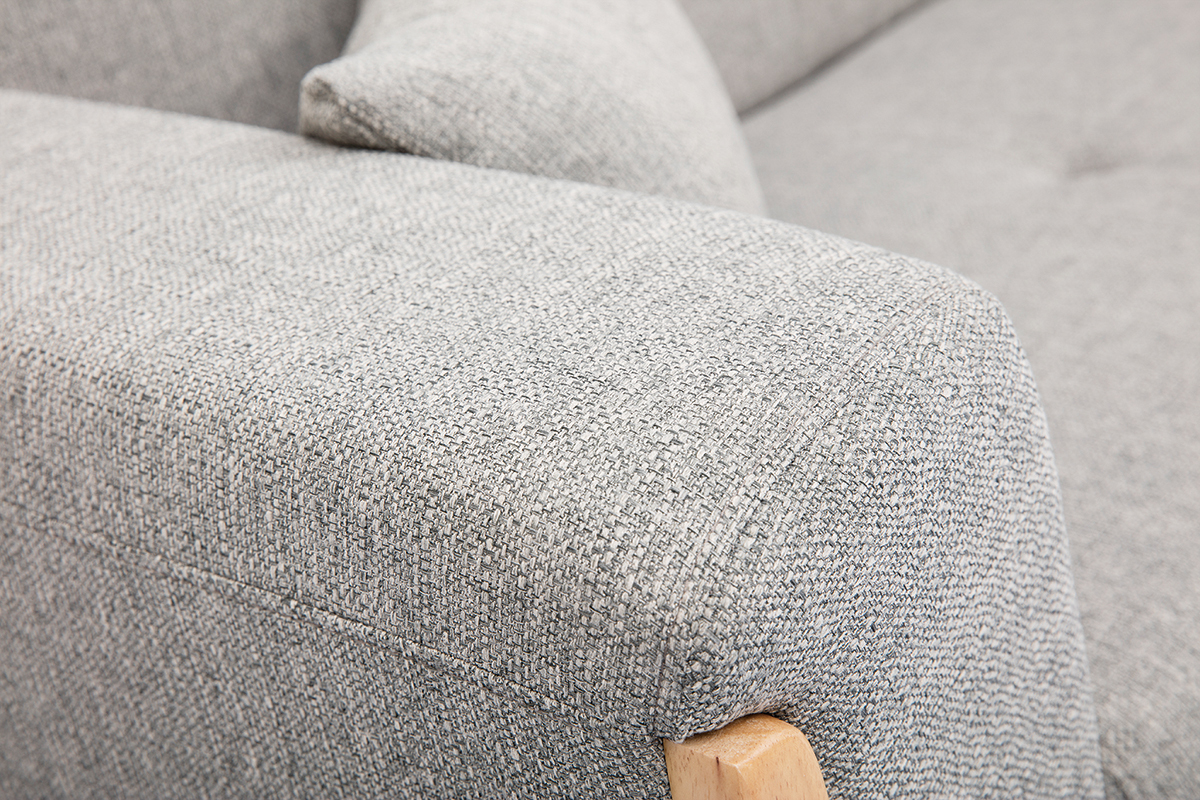 Canap� scandinave 3 places en tissu gris et bois clair FJORD