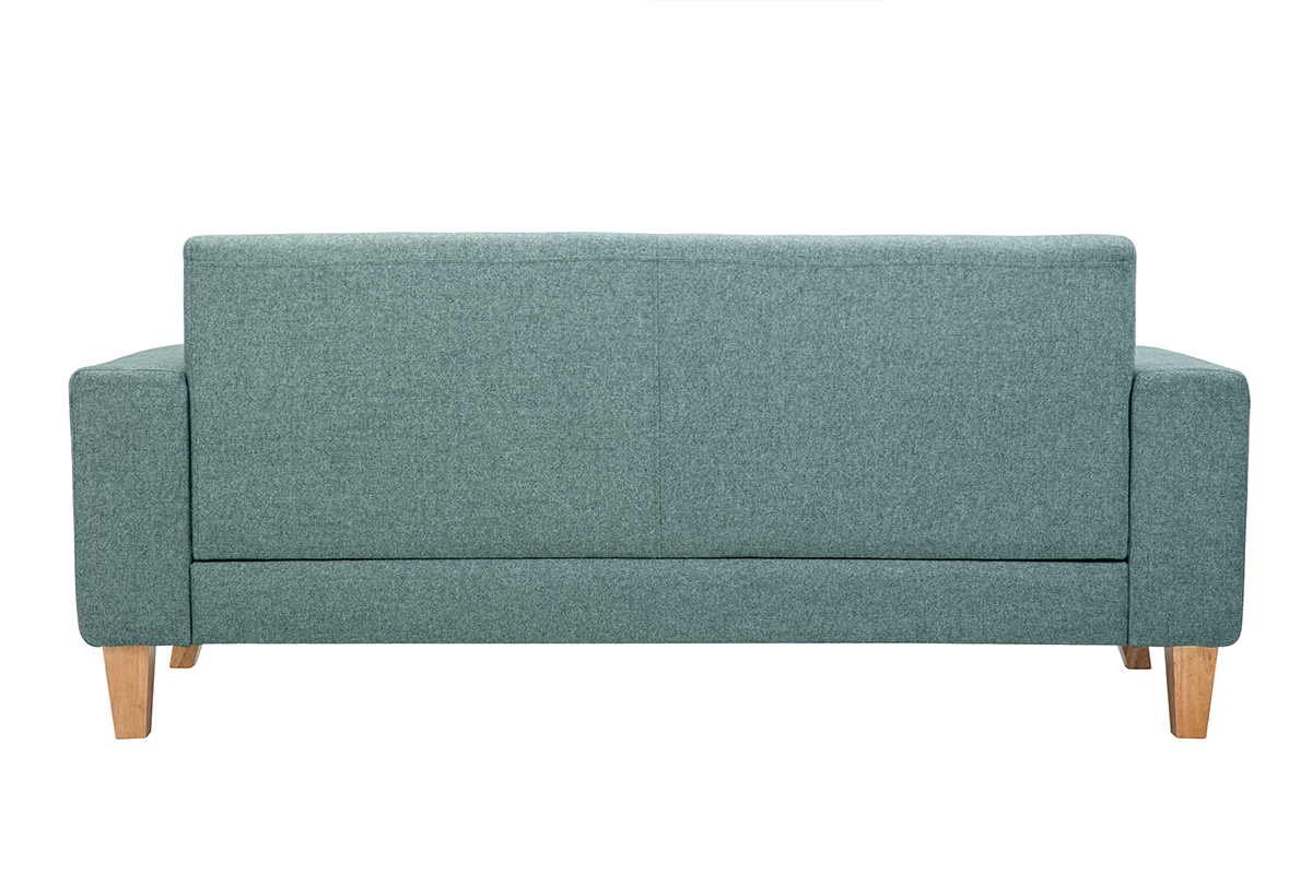 Canap� scandinave 3 places en tissu vert de gris et bois clair FJORD