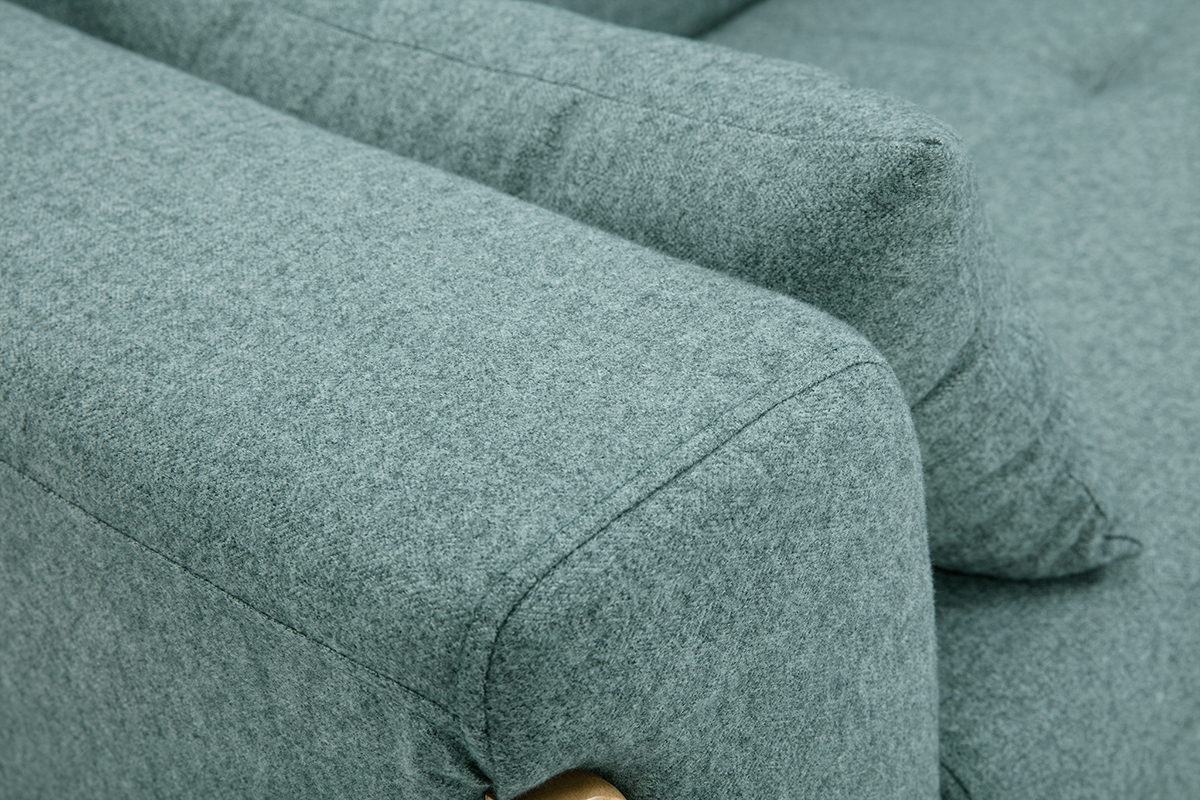 Canap� scandinave 3 places en tissu vert de gris et bois clair FJORD