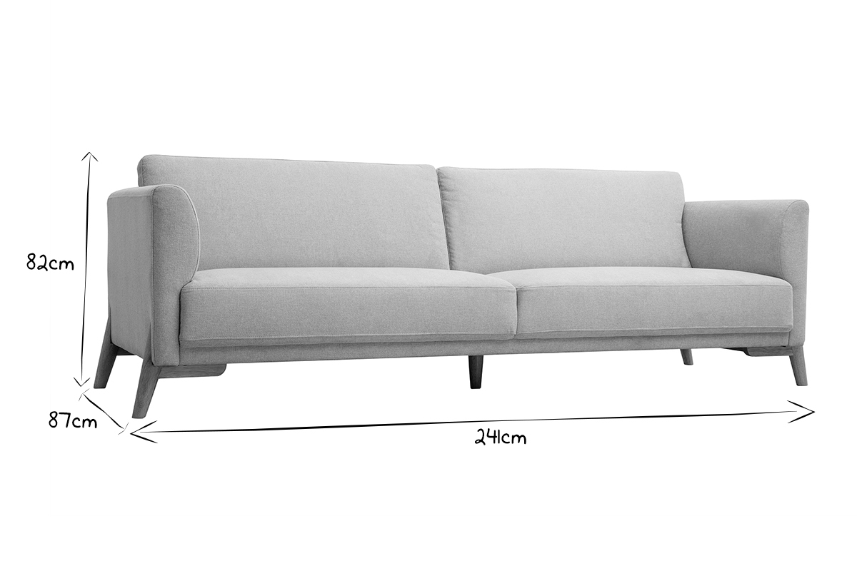 Canap� scandinave 4 places en noir et blanc, dimensions 241x87x82 cm.