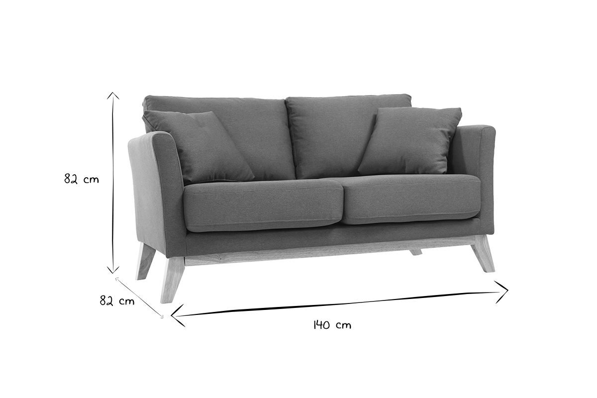 Canap� scandinave d�houssable 2 places en tissu bleu canard et bois clair OSLO