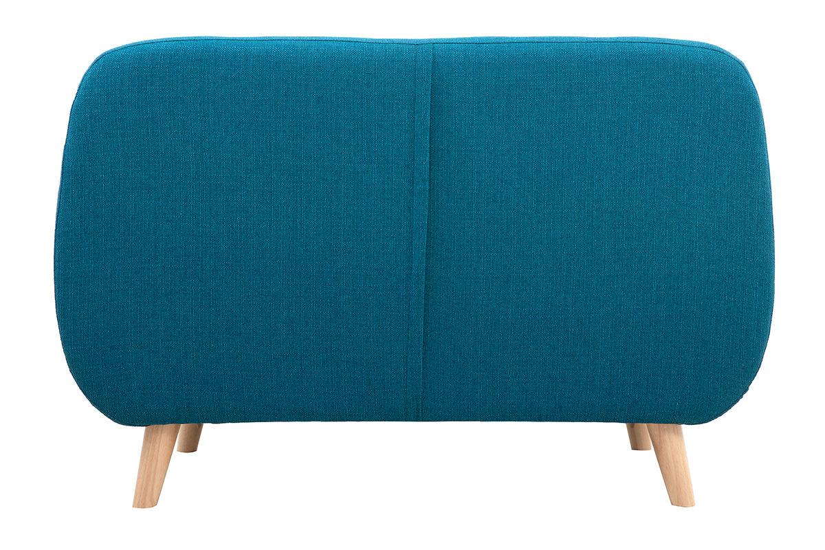 Canap� scandinave d�houssable 2 places en tissu bleu canard et bois clair YNOK