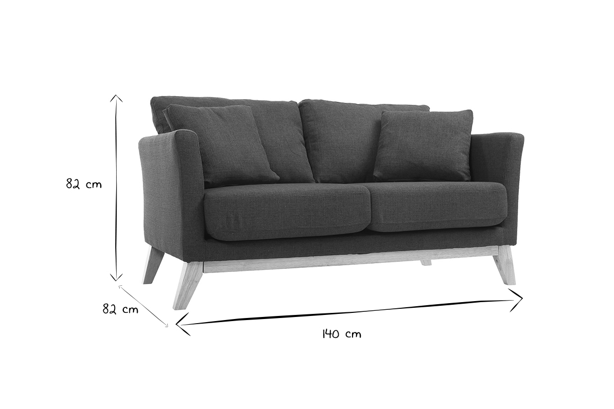 Canap� 2 places OSLO en noir et blanc, dimensions 140x82x82 cm.