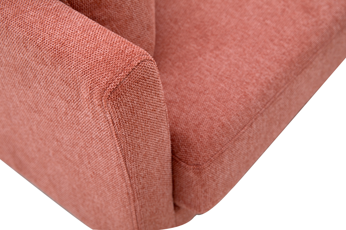 Canap� scandinave d�houssable 2 places en tissu effet velours textur� terracotta et bois clair OSLO