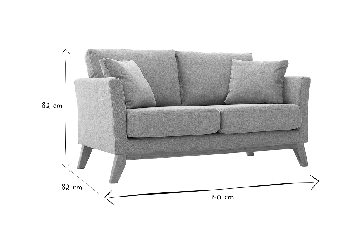 Canap� scandinave d�houssable 2 places en tissu effet velours textur� terracotta et bois clair OSLO