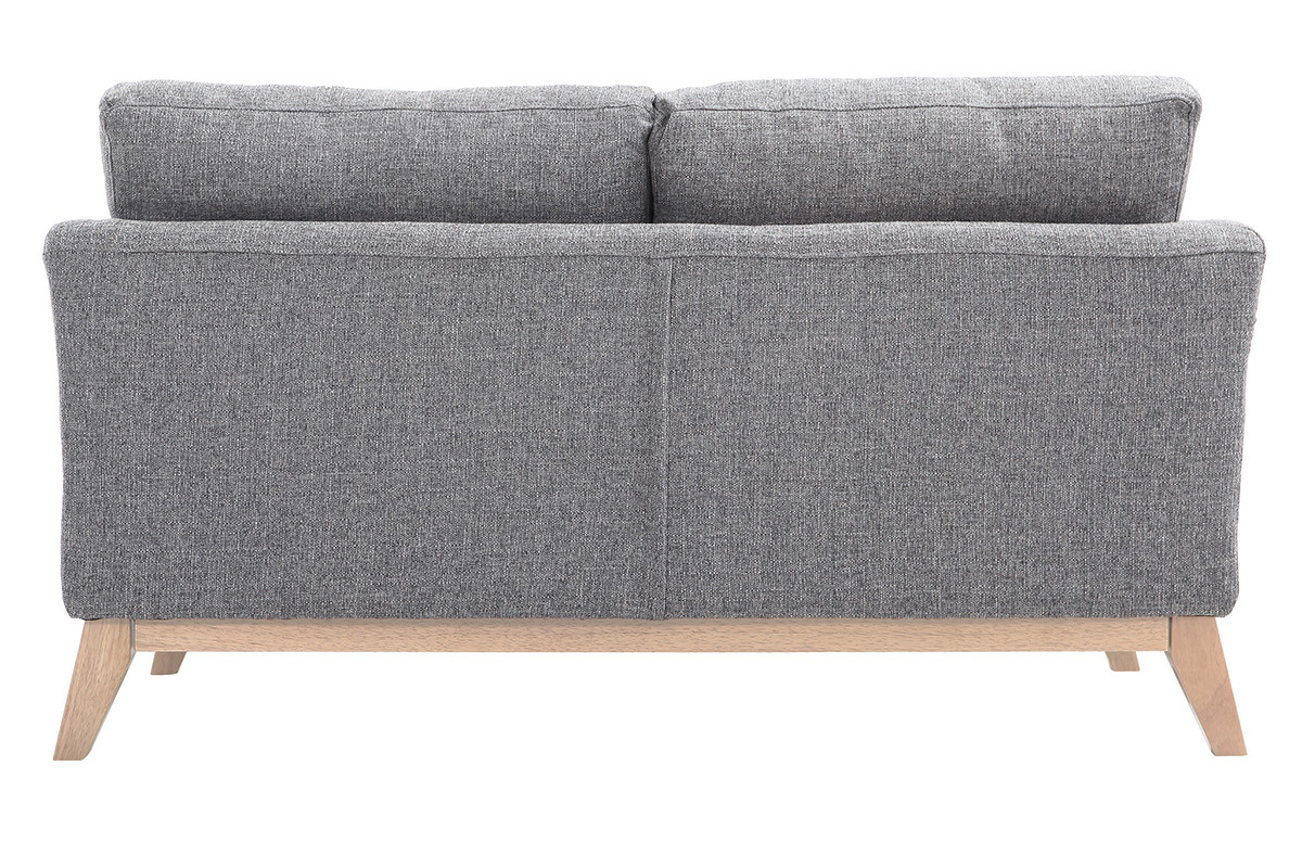 Canap� scandinave d�houssable 2 places en tissu gris clair et bois clair OSLO