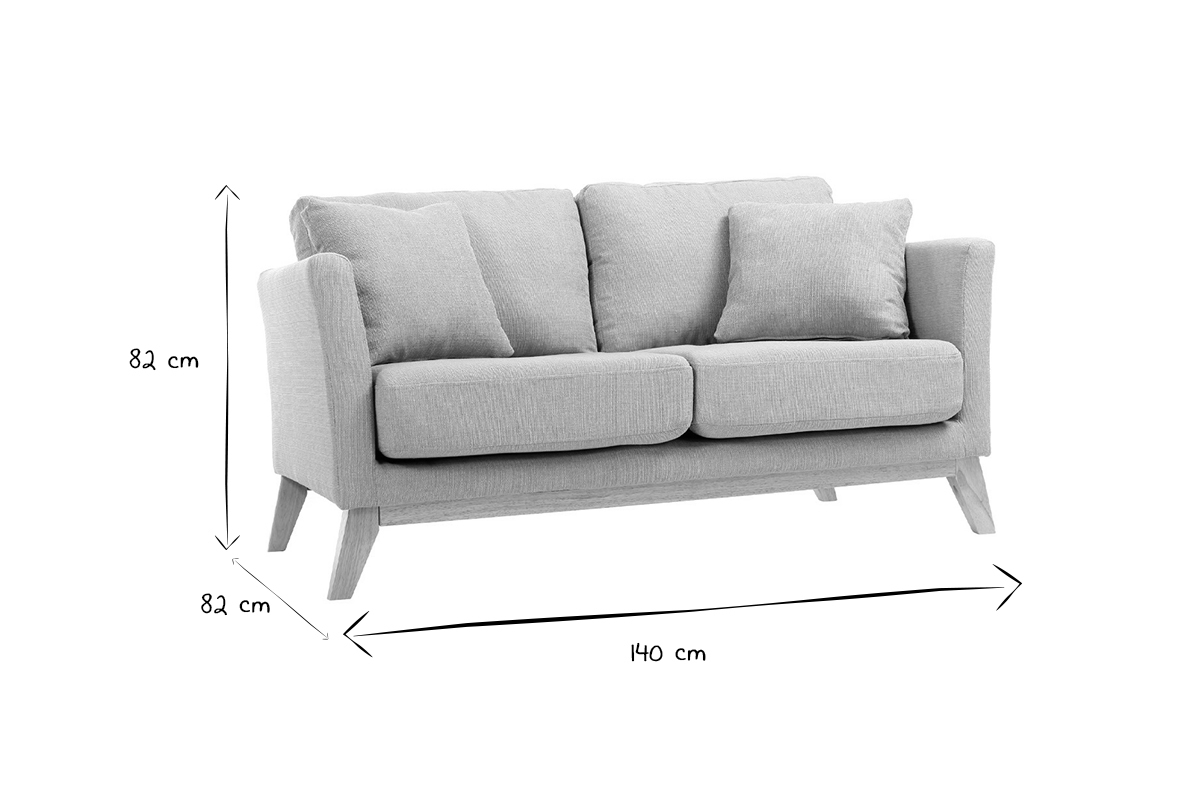 Canap� scandinave d�houssable 2 places en tissu vert lagon et bois clair OSLO