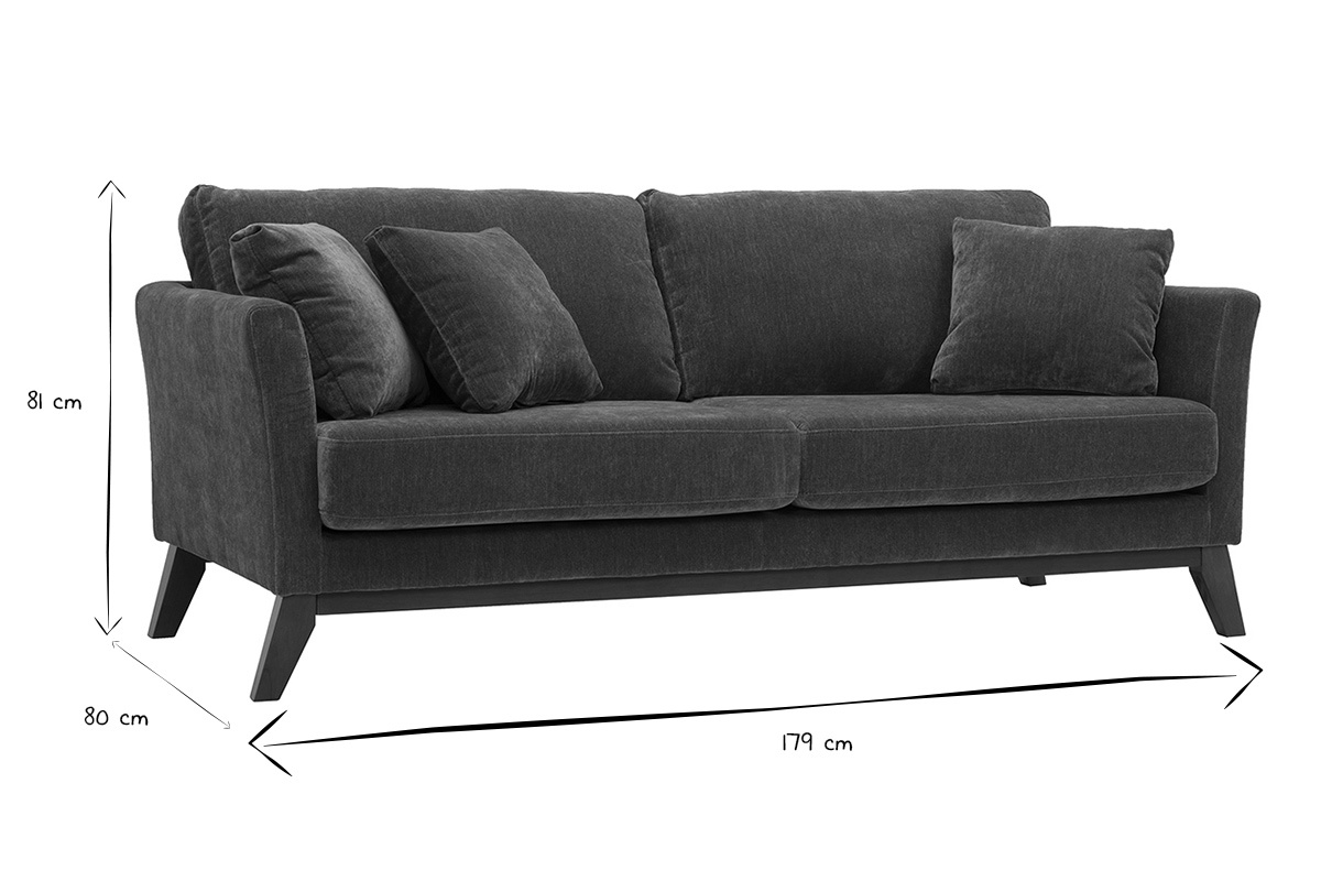 Dimensions du canap� scandinave OSLO en noir et blanc : L179 x P80 x H81 cm