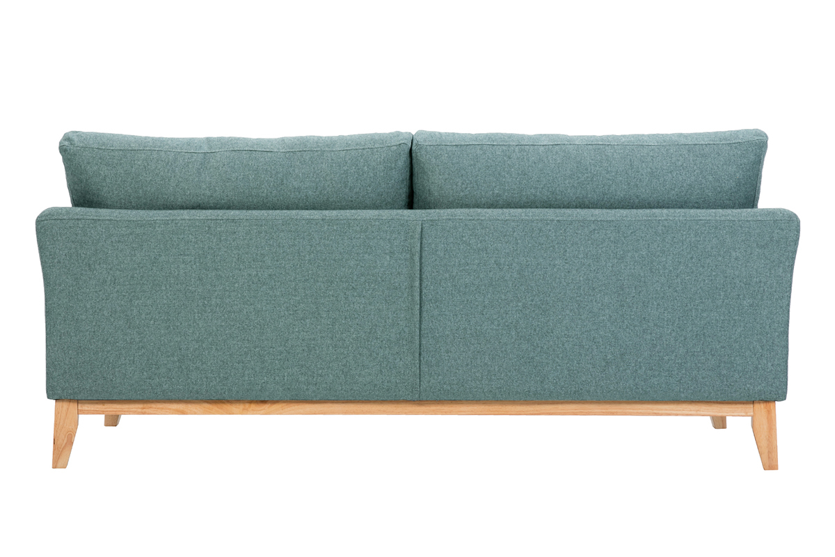 Canap� scandinave d�houssable 3 places en tissu vert de gris et bois clair OSLO