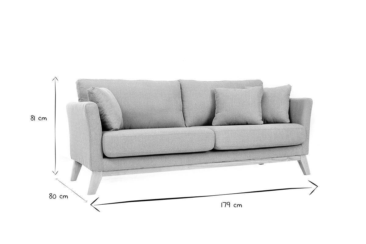 Canap� scandinave d�houssable 3 places en tissu vert lagon et bois clair OSLO