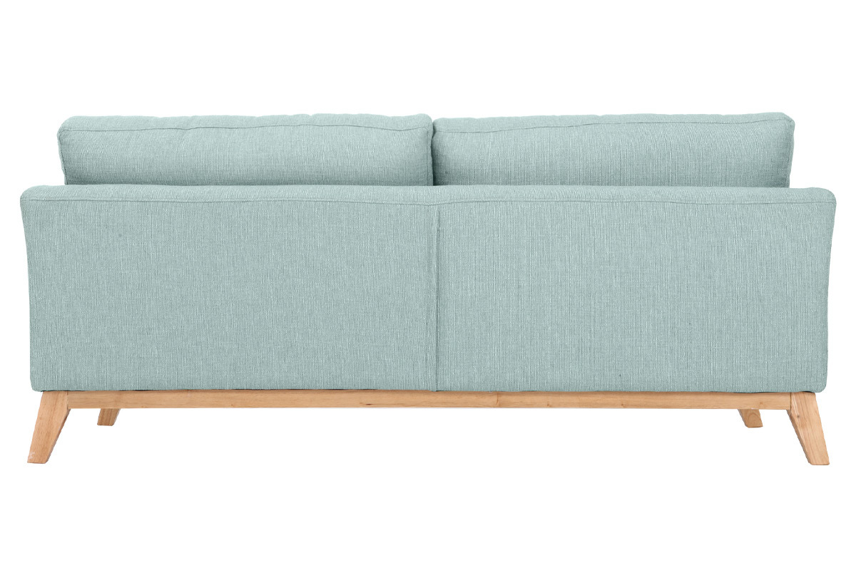 Canap� scandinave d�houssable 3 places en tissu vert lagon et bois clair OSLO