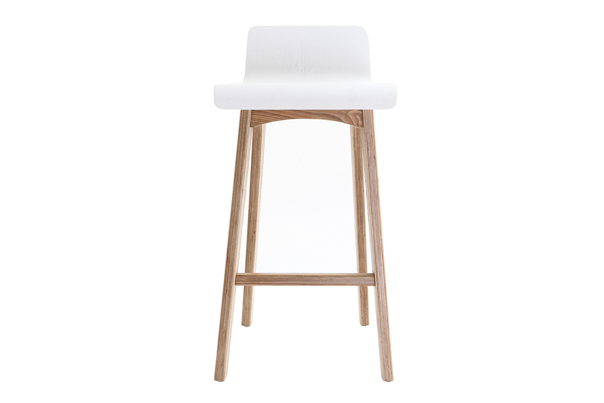 Chaise de bar scandinave bois et blanc H66 cm BALTIK