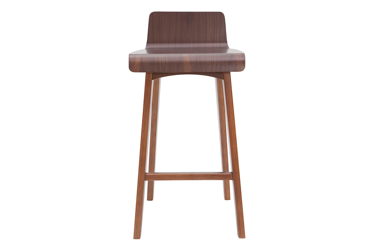 Chaise de bar scandinave bois fonc� H65 cm BALTIK