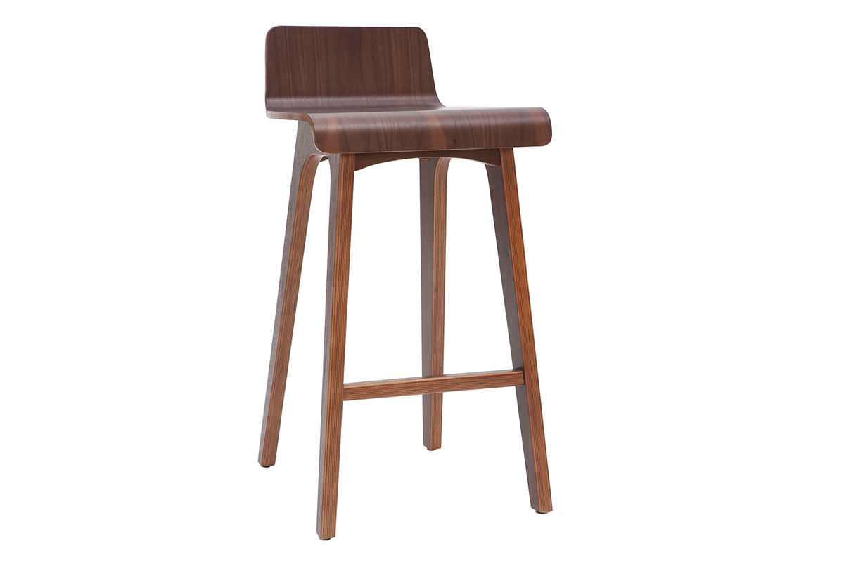 Chaise de bar scandinave bois fonc� H65 cm BALTIK