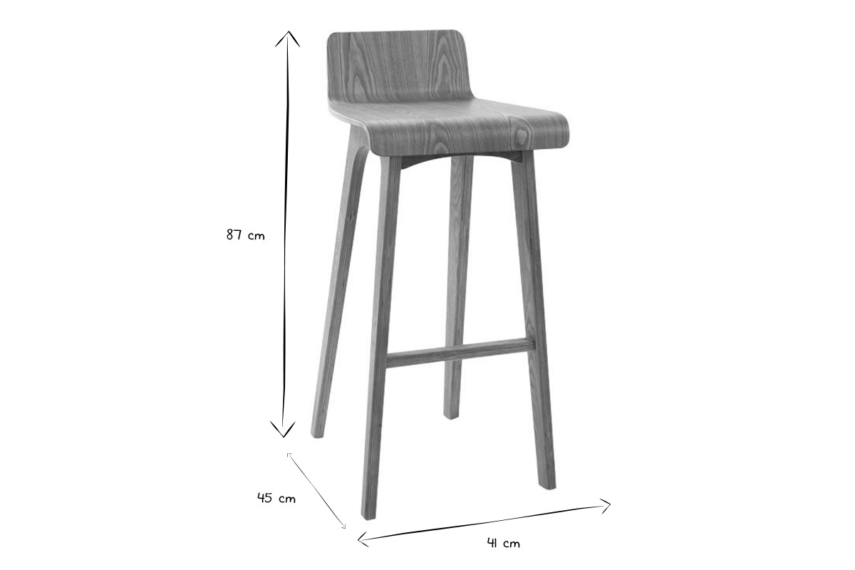 Chaise de bar scandinave en bois clair H75.2 cm BALTIK