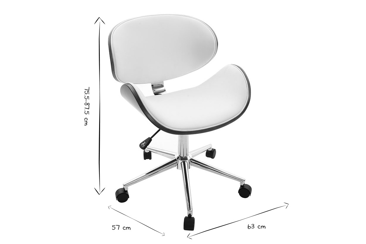Chaise de bureau WALNUT dimensions, 75.5-87.5 cm hauteur, 57 cm profondeur, 63 cm largeur.