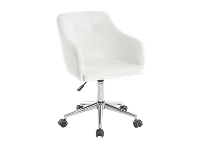 Chaise de bureau &agrave; roulettes design blanc et acier chrom&eacute; BALTIK