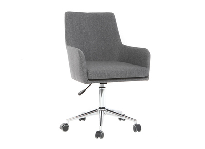 Chaise de bureau &agrave; roulettes en tissu gris anthracite et acier chrom&eacute; SHANA