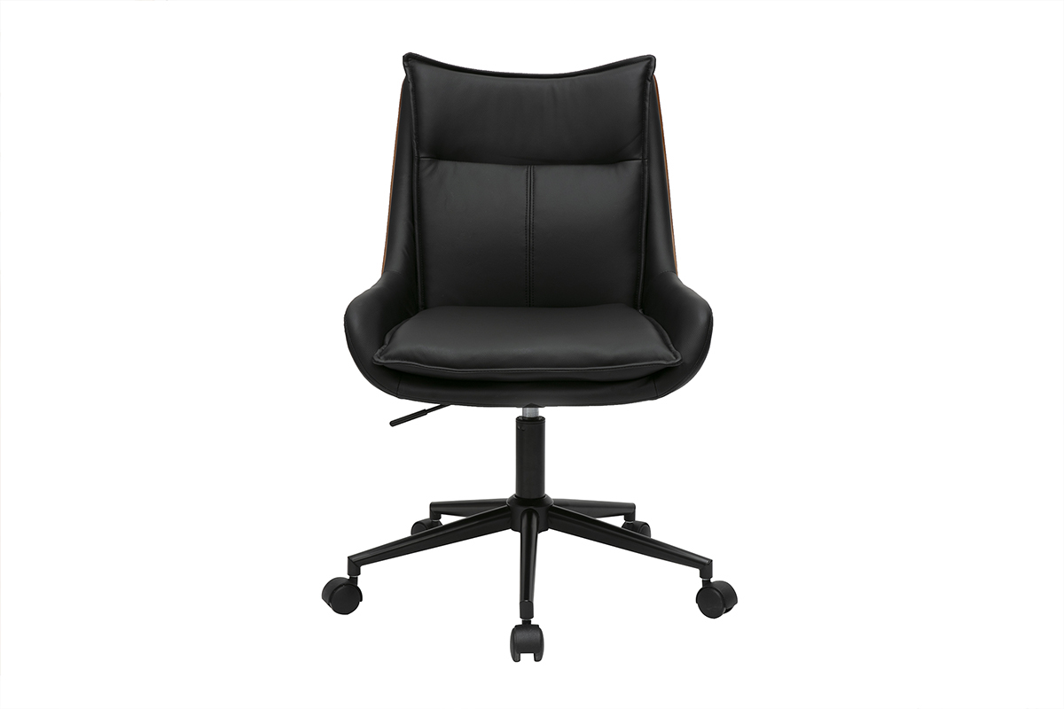 Chaise de bureau noire � roulettes, mod�le BLAISE.