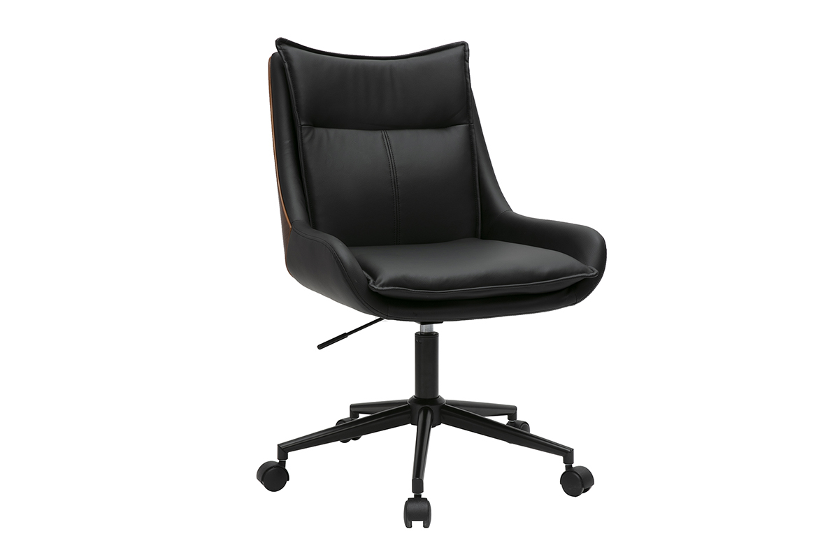 Chaise de bureau noire et m�tal BLAISE avec roulettes.
