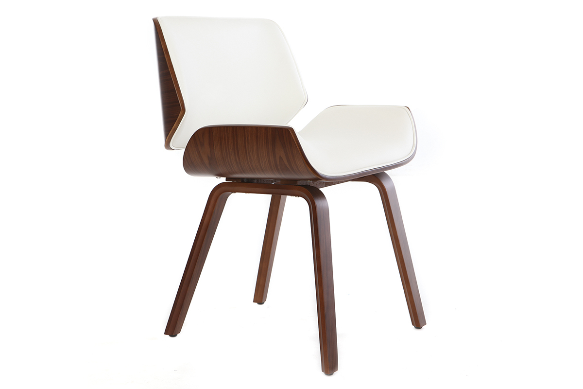 Chaise design RUBBENS en bois fonc� et blanc.