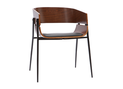 Chaise design bois fonc&eacute; et m&eacute;tal noir WESS