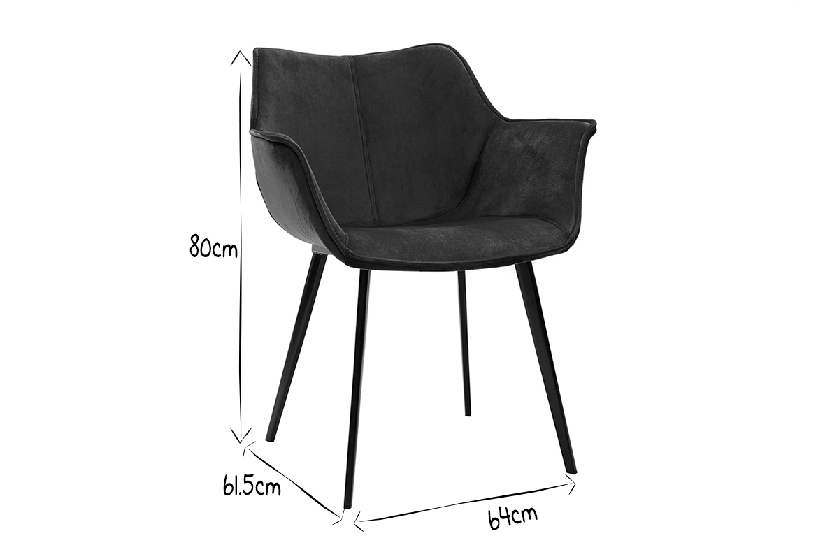Chaise design en tissu velours bleu p�trole et m�tal noir VOLO
