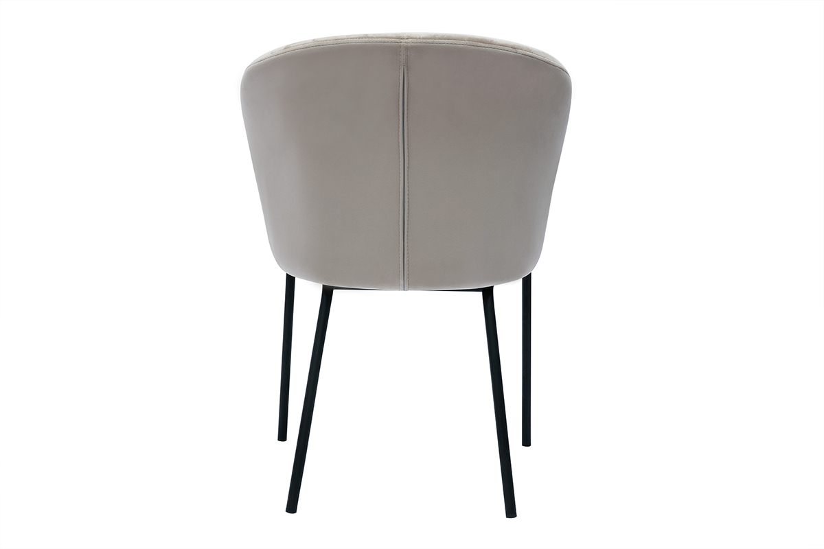 Chaise design en tissu velours gaufr� taupe et m�tal noir REQUIEM